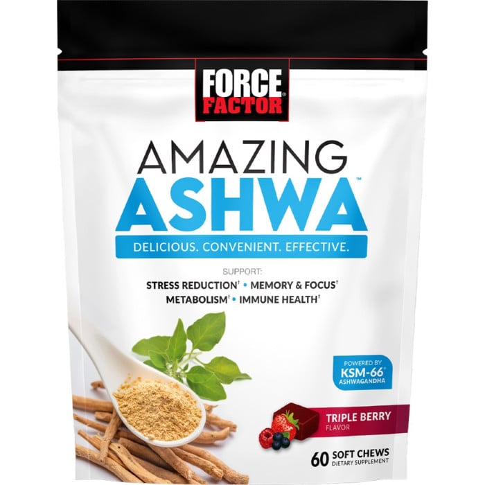 Force Factor Amazing Ashwa Soft Chews - 60 Soft Chews Triple Berry