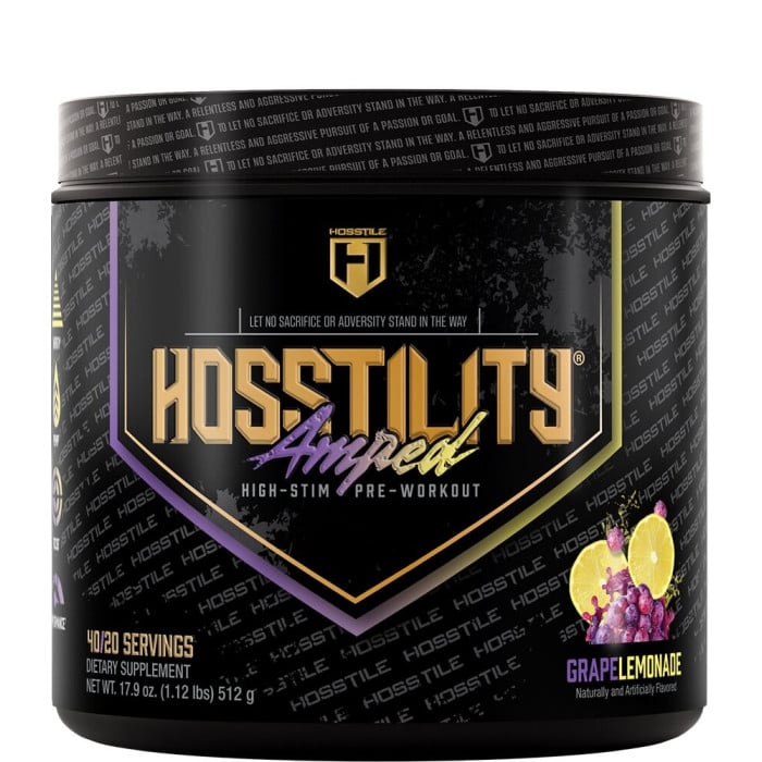 Hosstile Hosstility Amped Pre-Workout - 40 Servings Grape Lemonade