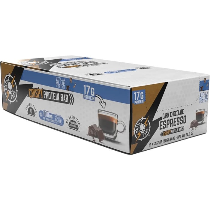 Battle Bars Protein Bar - Box of 12 Dark Chocolate Espresso