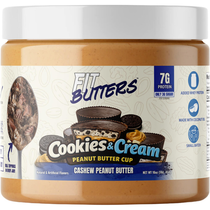 Fit Butters Nut Butter 16oz - Cashew Peanut Butter Cookies & Cream Peanut Butter Cup