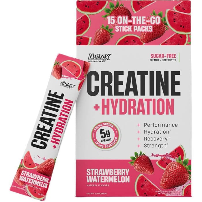Nutrex Creatine + Hydration - 15 Stick Packs Strawberry Watermelon