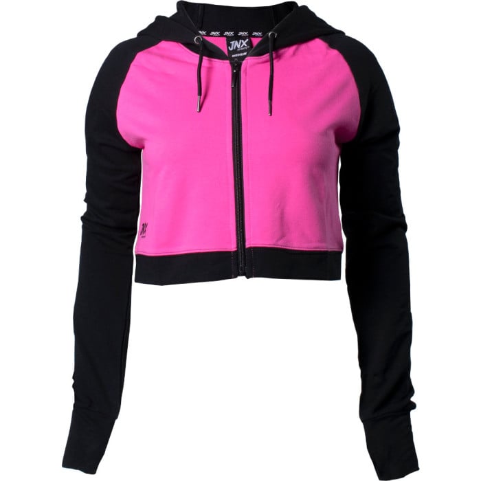 JNX Sports Cropped Zip Hoodie Medium Black/Neon Pink