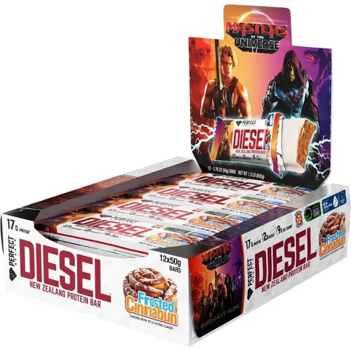 Perfect Sports Diesel New Zealand Protein Bars (MOTU) - Box of 12 Frosted Cinnabun