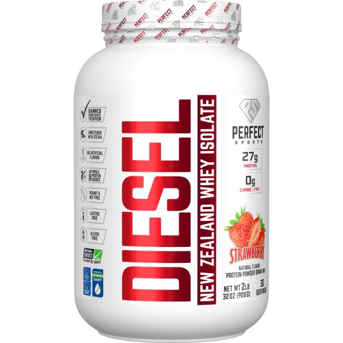 PERFECT Sports Diesel 100% New Zealand Whey Isolate - 2lbs Strawberry