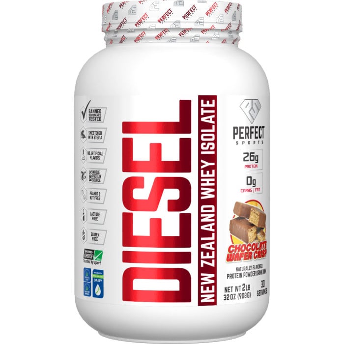 Perfect Sports Diesel 100% New Zealand Whey Isolate 2lbs Chocolate Wafer Crisp