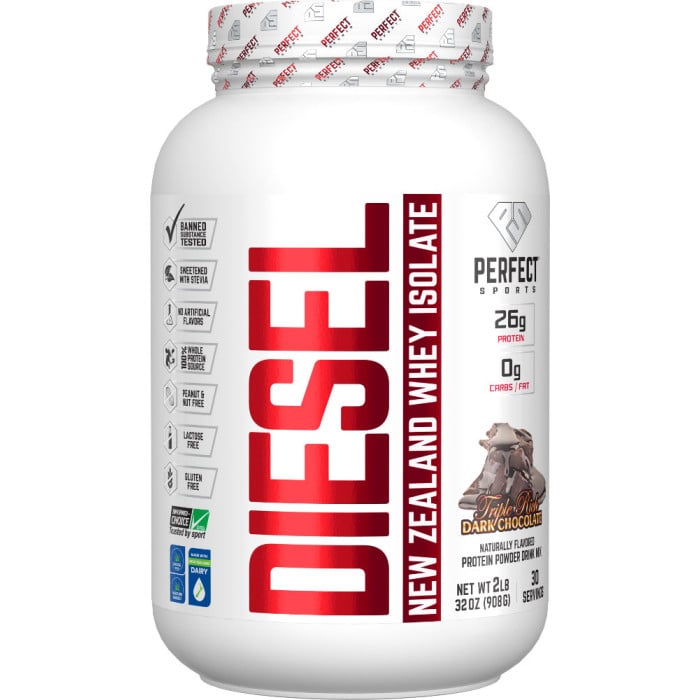 Perfect Sports Diesel 100% New Zealand Whey Isolate 2lbs Triple Rich Dark Chocolate