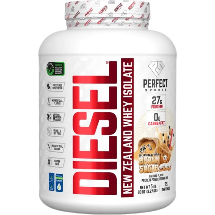 Perfect Sports Diesel 100% New Zealand Whey Isolate - 5lbs Brown Sugar Bubble Tea