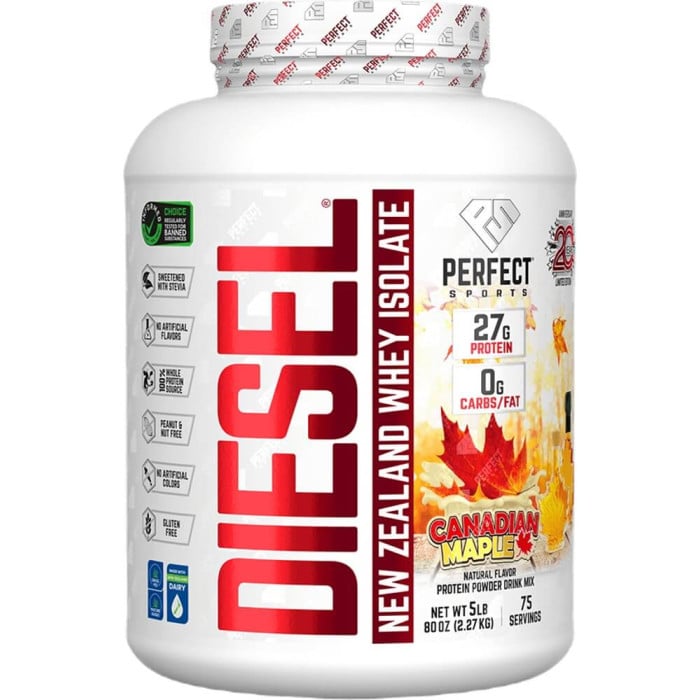 Perfect Sports Diesel 100% New Zealand Whey Isolate - 5lbs Canadian Maple
