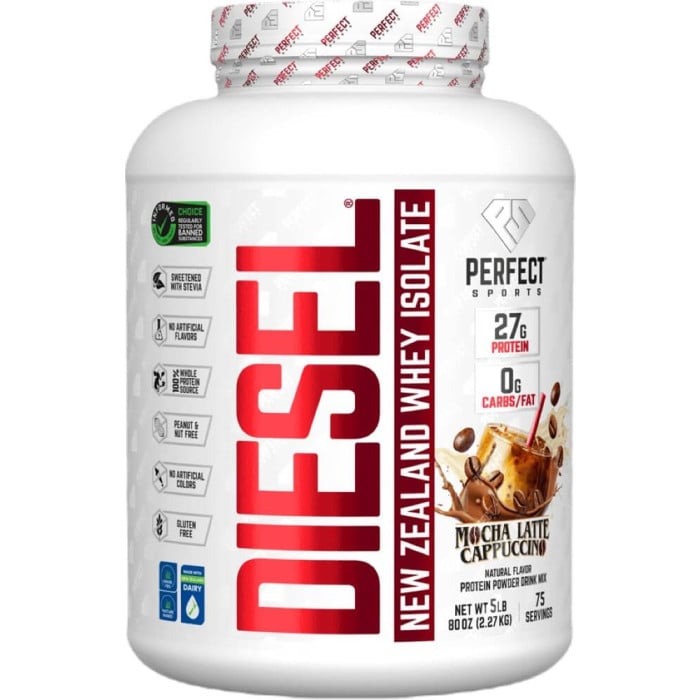 Perfect Sports Diesel 100% New Zealand Whey Isolate - 5lbs Mocha Latte Cappuccino