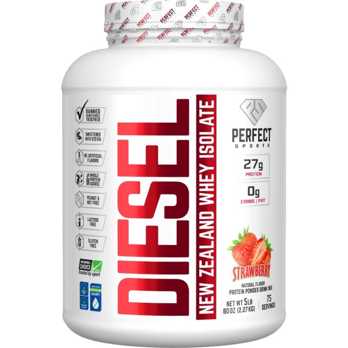 PERFECT Sports Diesel 100% New Zealand Whey Isolate - 5lbs Strawberry