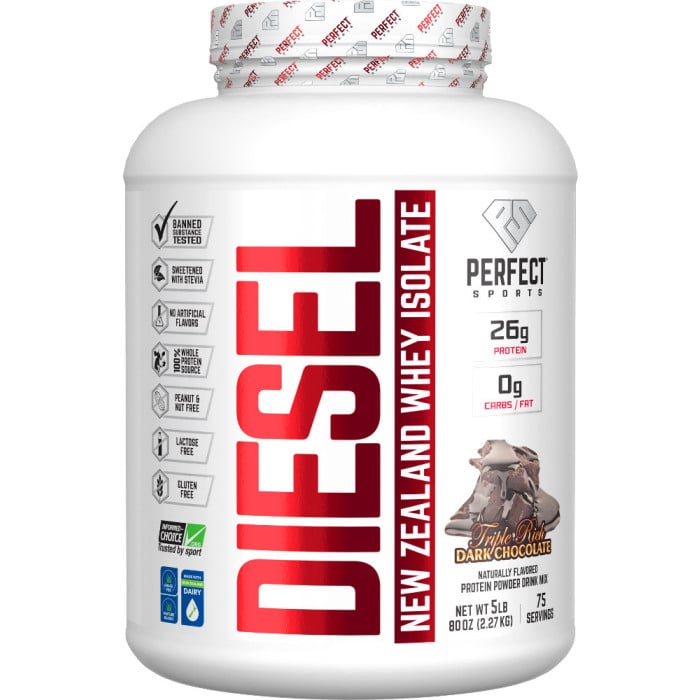 Perfect Sports Diesel 100% New Zealand Whey Isolate 5lbs Triple Rich Dark Chocolate