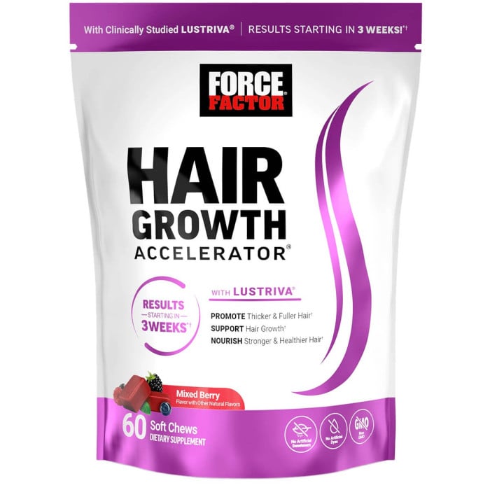 Force Factor Hair Growth Accelerator Soft Chews - 60 Soft Chews Mixed Berry