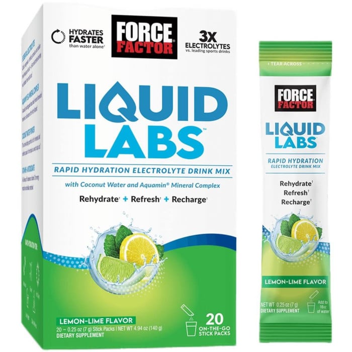 Force Factor Liquid Labs - 20 Stick Packs Lemon Lime