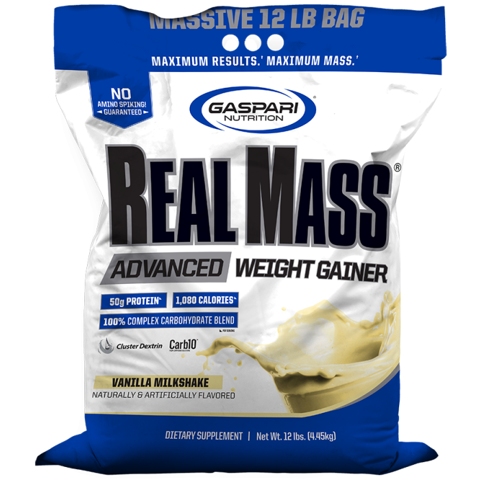Gaspari RealMass Advanced Weight Gainer 12lbs Vanilla Milkshake