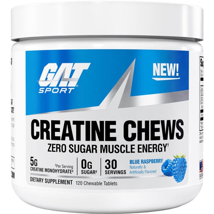 GAT Sport Creatine Chews - 120 Chewable Tablets Blue Raspberry