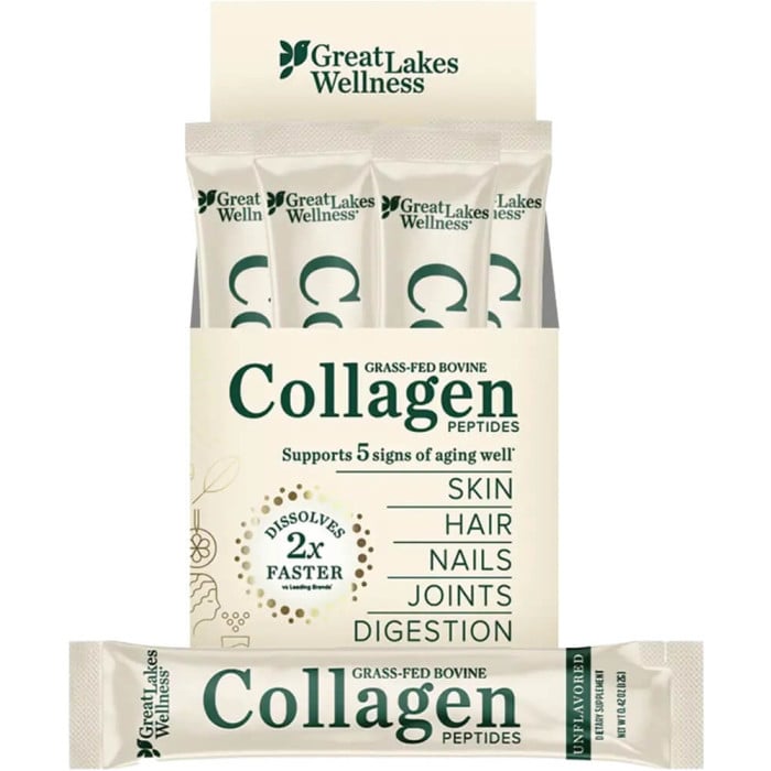 Great Lakes Wellness Bovine Collagen - 20 Stick Packs Unflavored