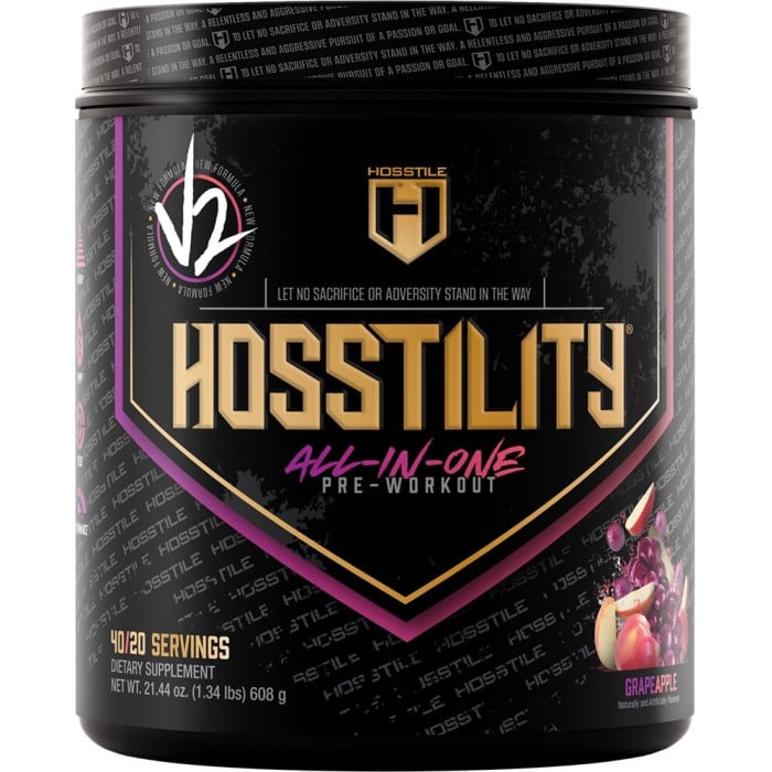 Hosstile Hosstility V2 All-in-One Pre-Workout - 40 Servings Grape Apple