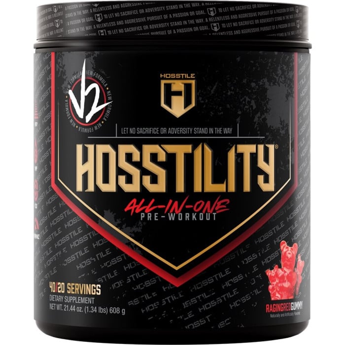 Hosstile Hosstility V2 All-in-One Pre-Workout - 40 Servings Raging Red Gummy