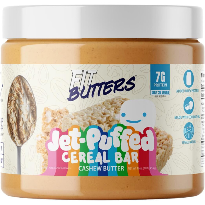 Fit Butters Nut Butter 16oz - Cashew Butter Jet-Puffed Cereal Bar