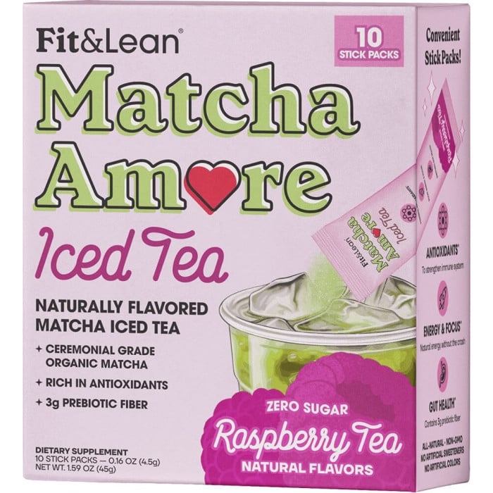 MHP Fit & Lean Matcha Amore - 10 Stick Packs Raspberry Tea
