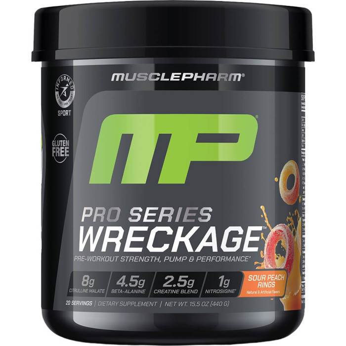 MusclePharm Pro Series Wreckage - 20 Servings Sour Peach Rings