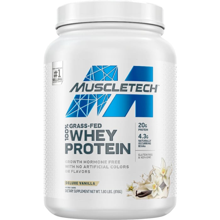 MuscleTech Grass Fed 100% Whey Protein - 1.8lbs Deluxe Vanilla