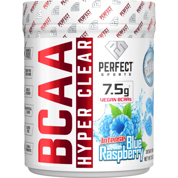 Perfect Sports Vegan BCAA Hyper Clear - 30 Servings Intense Blue Raspberry