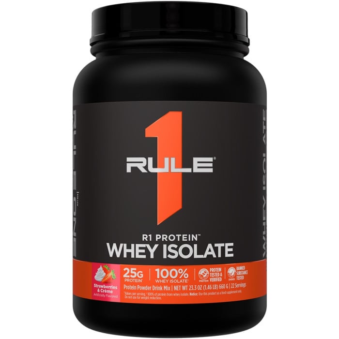 Rule 1 R1 Protein Whey Isolate - 1.5lbs Strawberries & Creme