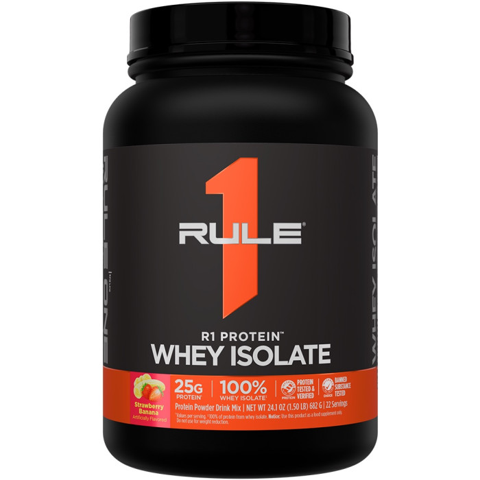 Rule 1 R1 Protein Whey Isolate - 1.5lbs Strawberry Banana
