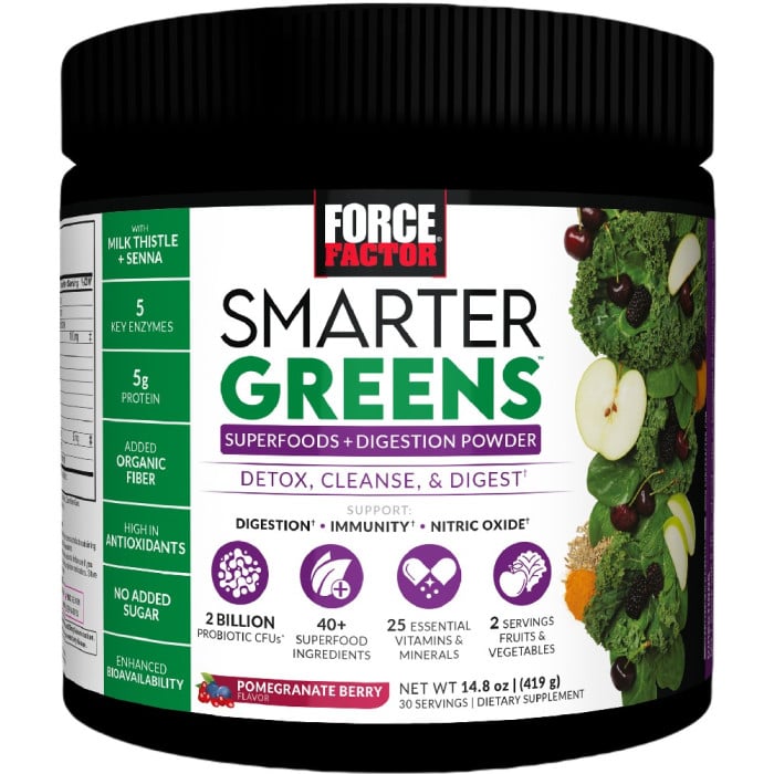 Force Factor Smarter Greens Digestion Powder - 30 Servings Pomegranate