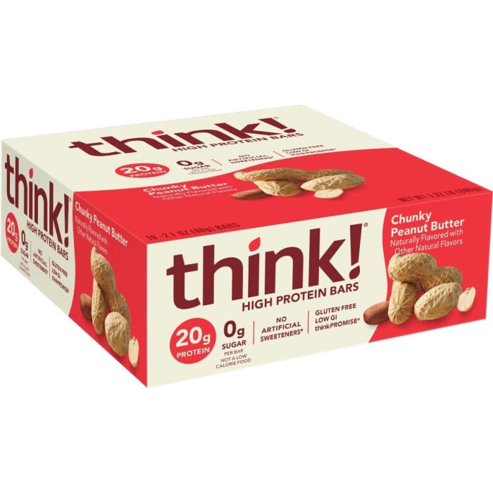 think! High Protein Bars - Box of 10 Chunky Peanut Butter