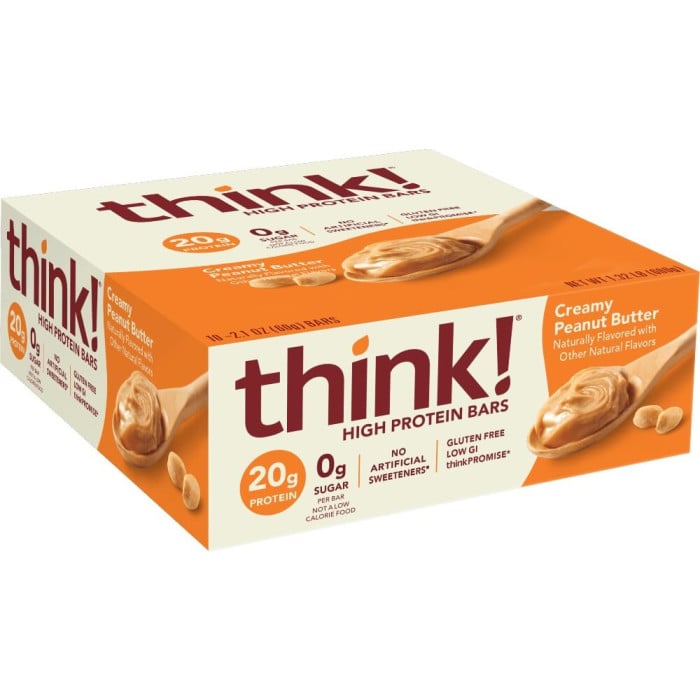think! High Protein Bars - Box of 10 Creamy Peanut Butter