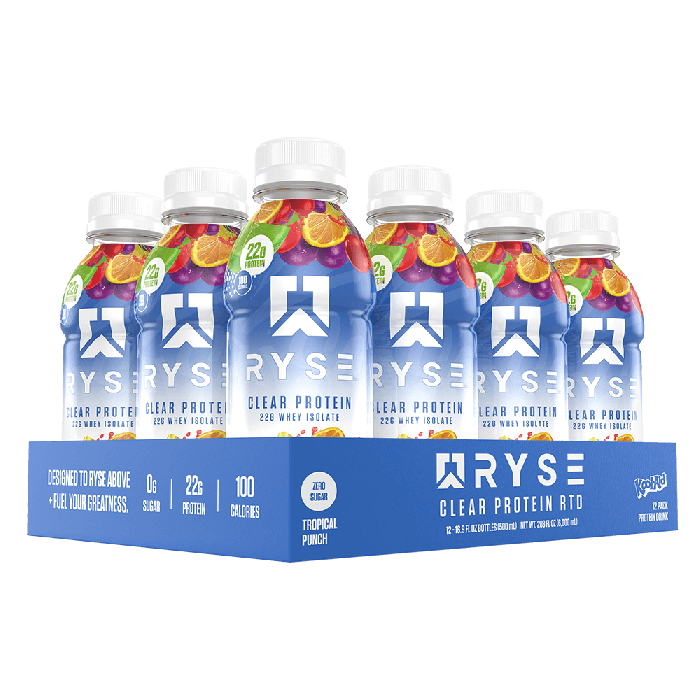 Ryse Clear Whey Protein RTD - Box of 12 Kool-Aid Tropical Punch