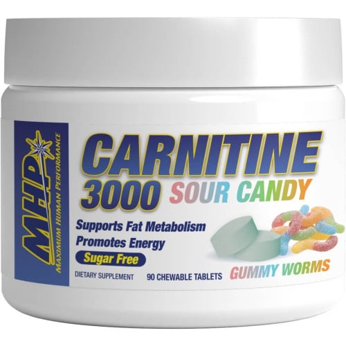 MHP Carnitine 3000 Chews - 90 Chewable Tablets Gummy Worms