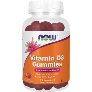 NOW Foods Vitamin D3 Gummies - 90 Gummies Strawberry