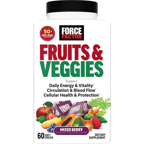 Force Factor Fruits & Veggies - 60 Soft Chews Mixed Berry