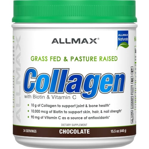 AllMax Nutrition Collagen Grass-Fed & Pasture Raised w/Biotin + Vitamin C, 34 Servings