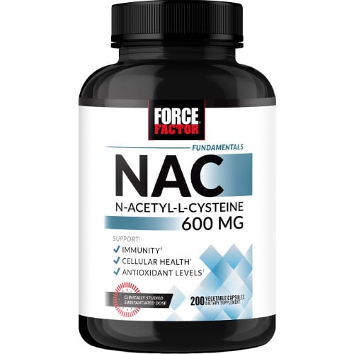 Force Factor NAC (N-Acetyl-L-Cysteine) 600mg, 200 VCaps