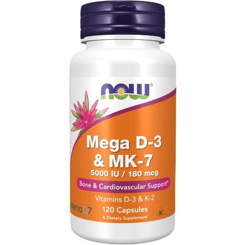 NOW Foods Mega D-3 & MK-7, 120 VCaps