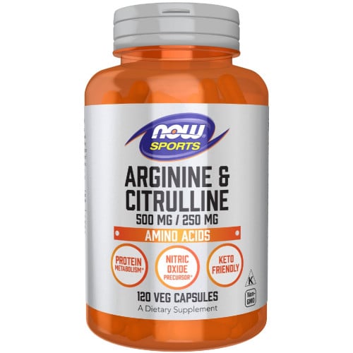 NOW Sports Arginine & Citrulline 500/250, 120 Capsules