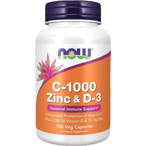NOW Foods C-1000 Zinc & D-3, 100 VCaps