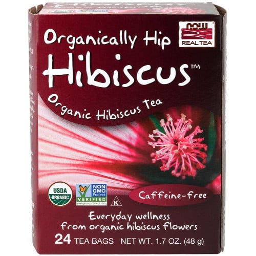 NOW Organically Hip Hibiscus Tea, 24 Tea Bags