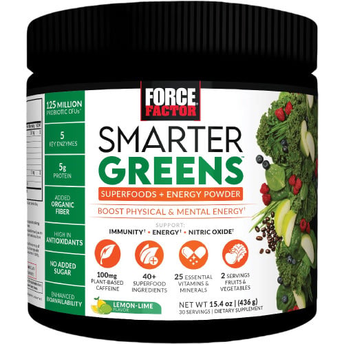 Force Factor Smarter Greens Energy Powder, 30 Servings