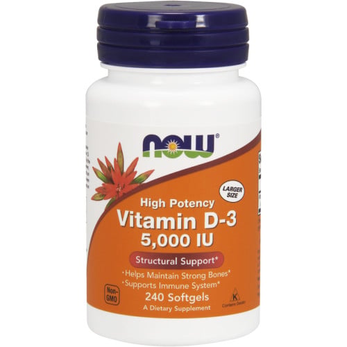 NOW Vitamin D-3 5000IU, 240 Softgels
