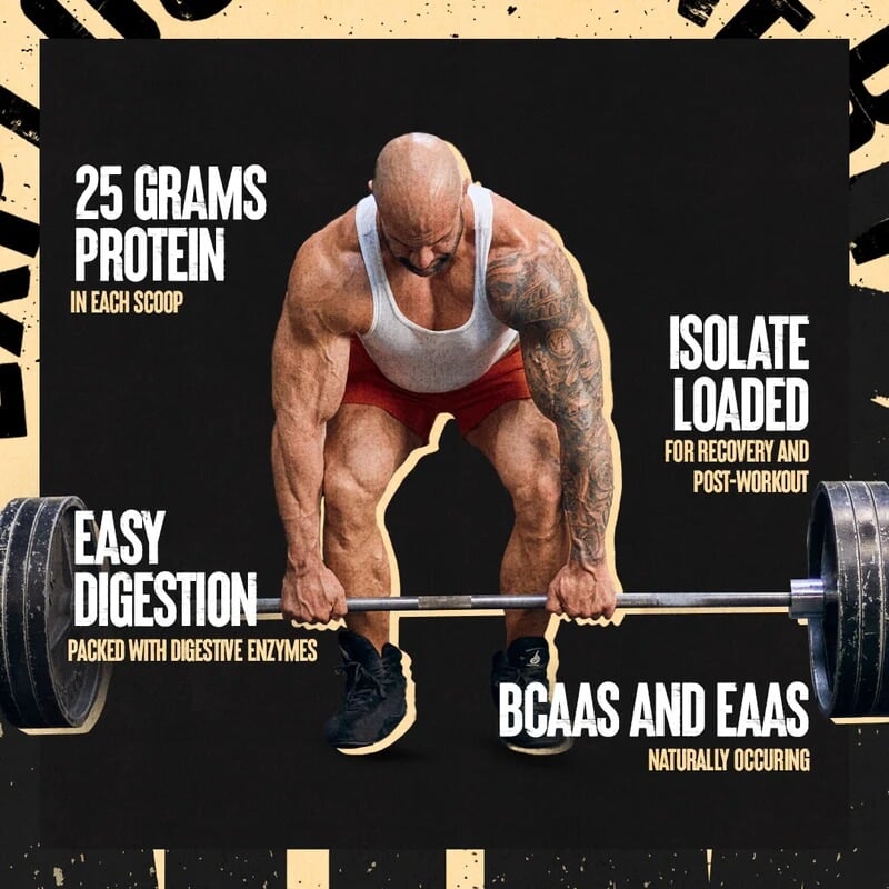 Animal Iso Whey Protein Blend benefits and male athlete performing deadlift