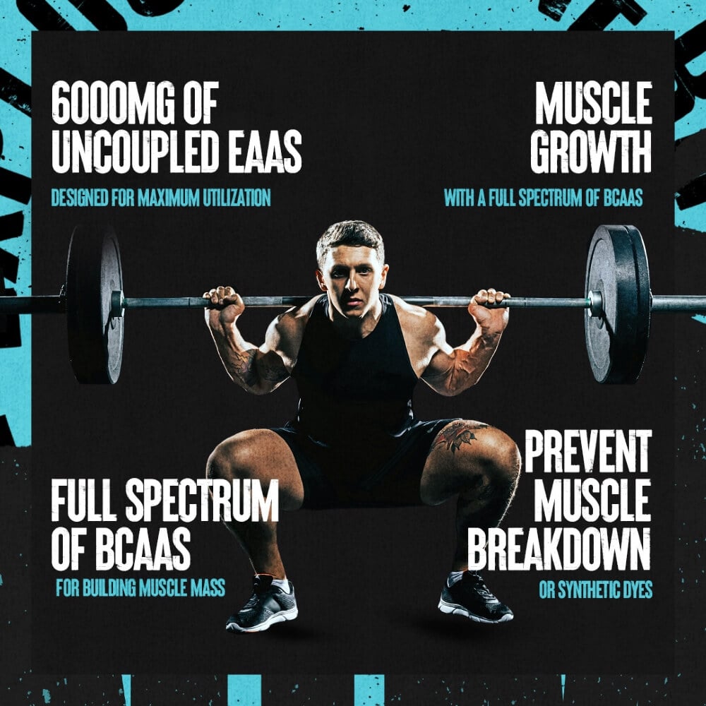 Animal Nitro benefits and male athlete performing barbell squat