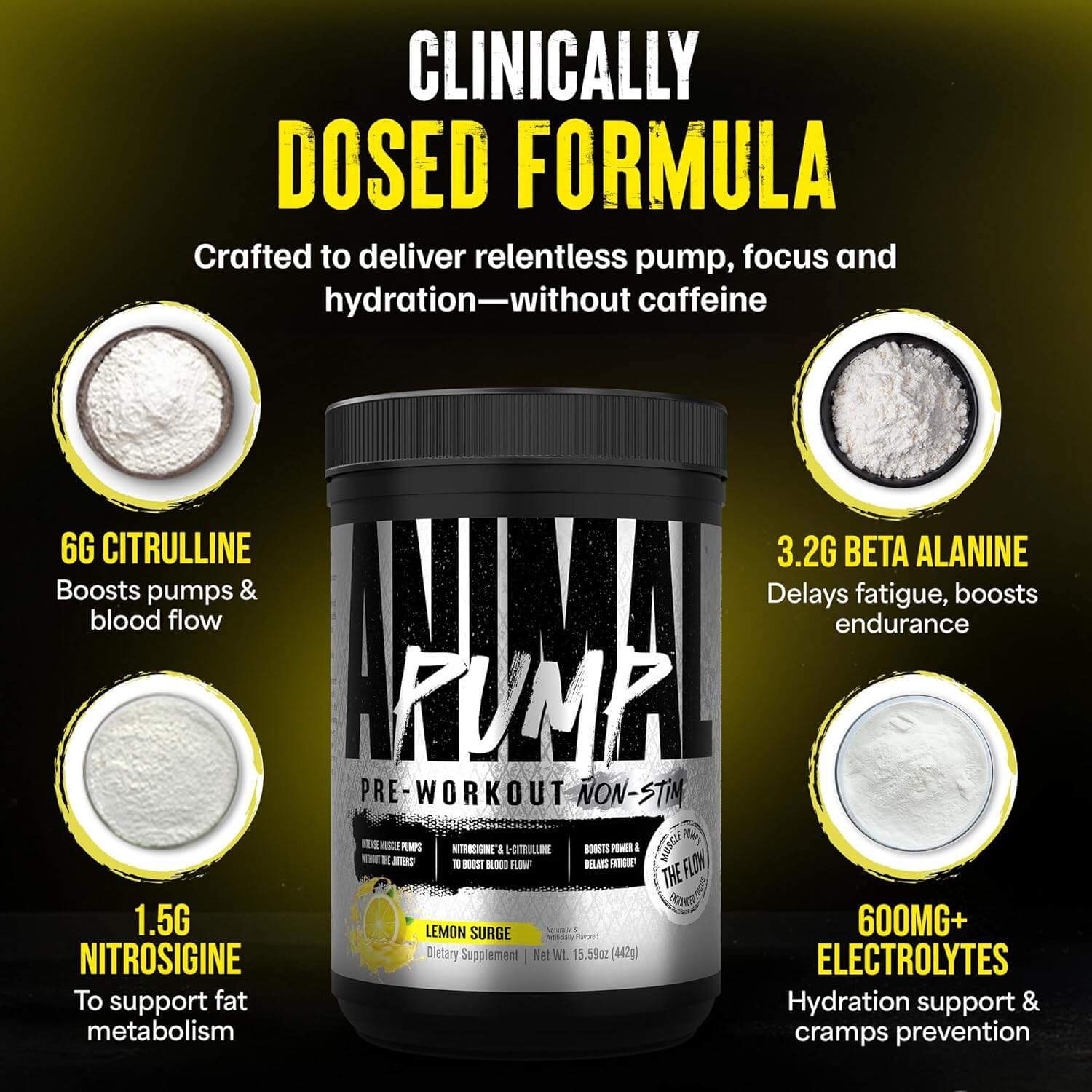 Clinically dosed formula with citrulline, beta alanine, and electrolytes