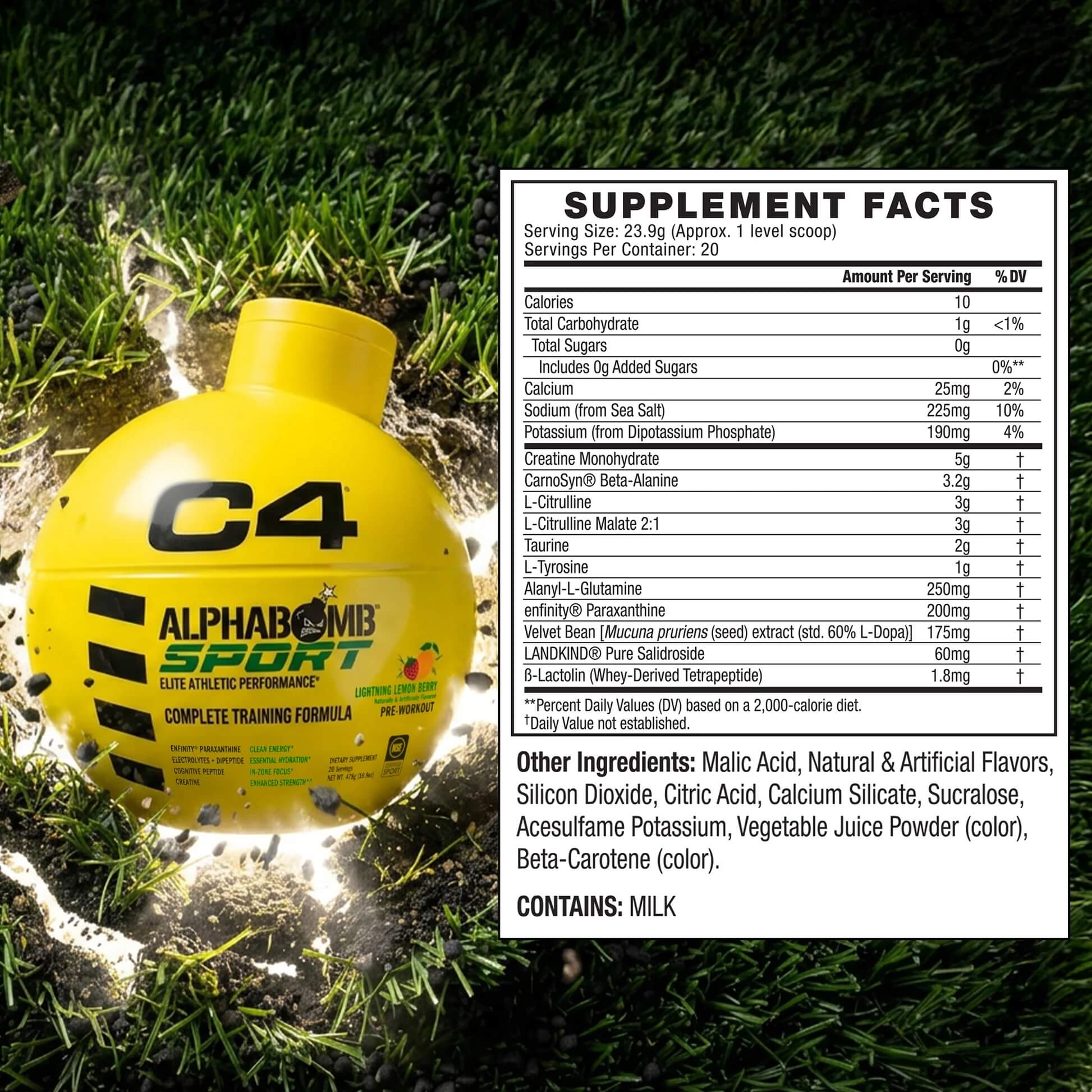 C4 AlphaBomb Sport Supplement Facts label