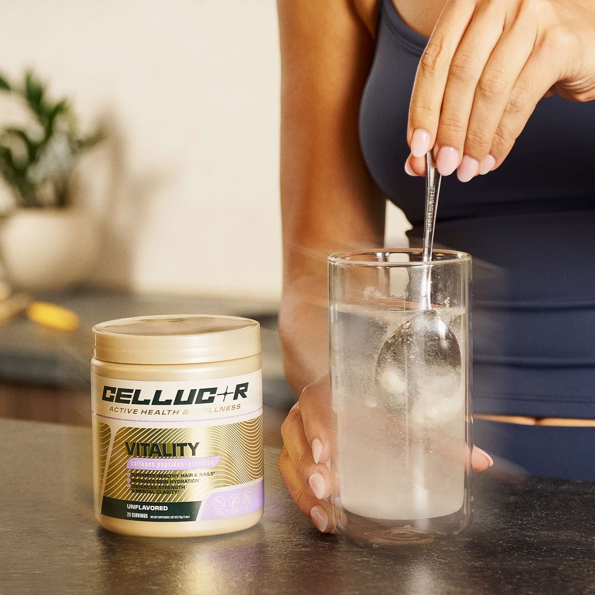 Cellucor Vitality Collagen Peptides + Creatine Unflavored mixed in water