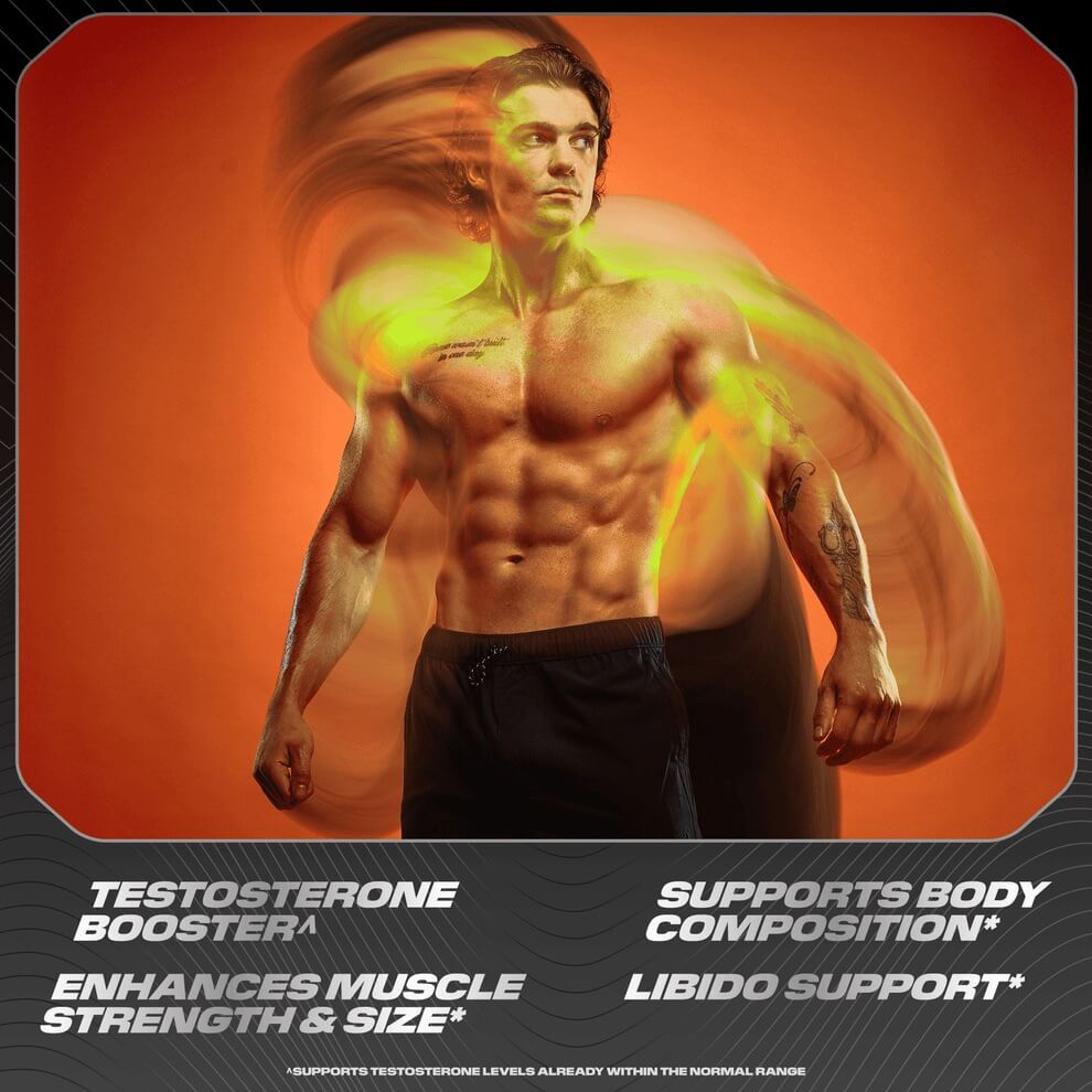 Lifestyle image with athlete holding Max Test bottle